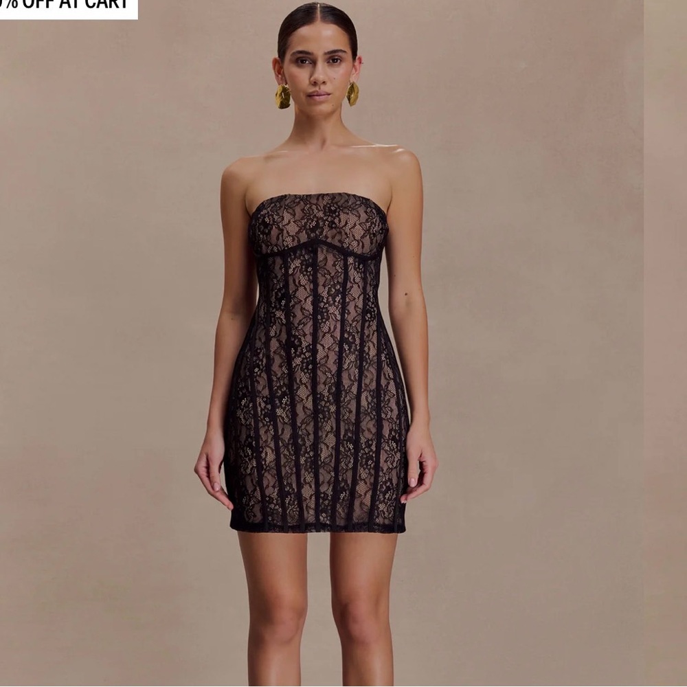 Meshki Black Strapless Lace Dress